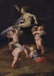 Witch Riding Backwards on a Goat