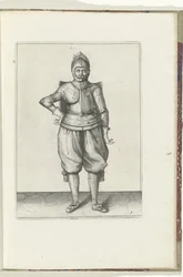 The Exercise with the Targe and Rapier: The Soldier at Rest with the Targe on His Back (No. 1), 1618