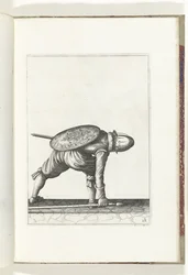 Exercise with Shield and Spear: The Soldier Bends to Pick Up the Spear (No. 28), 1618
