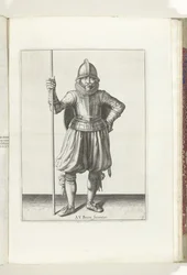 Exercise with Shield and Spear: The Soldier at Rest with the Spear in Hand and the Shield on the Back (no. 1), 1618