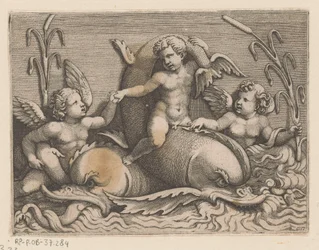 Three Putti with Dolphins