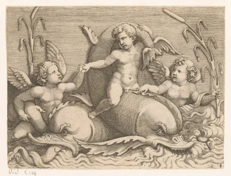 Three Putti with Dolphins