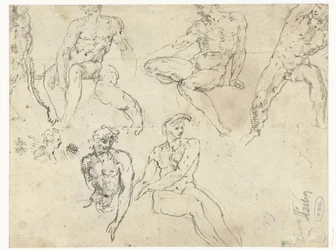 Studies of Seated Nude Men, the Ignudi