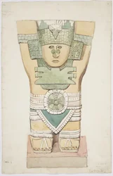 Caryatid III, outer chamber, Upper Temple of the Jaguars (Temple A), Chichen Itza, Mexico