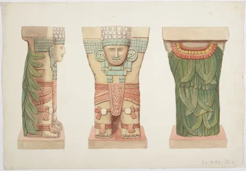 Caryatid IX, showing front, side and back views