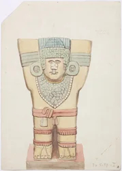 Caryatid I, outer chamber, Upper Temple of the Jaguars (Temple A), Chichen Itza, Mexico