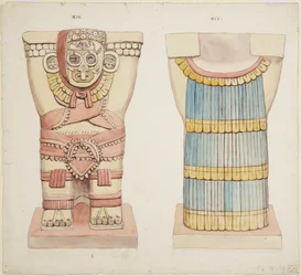 Caryatid XIV from the outer chamber, Upper Temple of the Jaguars (Temple A), Great Ball Court, Chichen Itza, Mexico