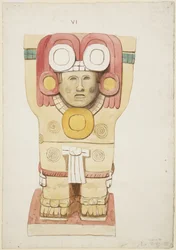Caryatid from the outer chamber, Temple A, ball court, Chichen Itza, Mexico