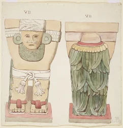 Caryatid from the outer chamber, Temple A, ball court, Chichen Itza, Mexico