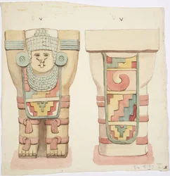 Caryatid from the outer chamber, Temple A, ball court, Chichen Itza, Mexico