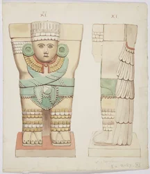 Caryatid from the outer chamber, Temple A, ball court, Chichen Itza, Mexico