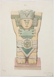 Caryatid from the outer chamber, Temple A, ball court, Chichen Itza, Mexico