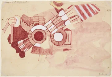 Copy of a fragment of painting from the Casa de Barrios, Teopancaxco, Teotihuacan, Mexico State
