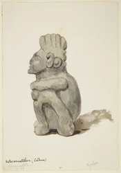 Figure from Ixtacamaxtitlan, Cholula, Puebla, Mexico Shows crouching figure