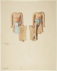 Front and back of a headless figure with half of right leg and right hand missing
