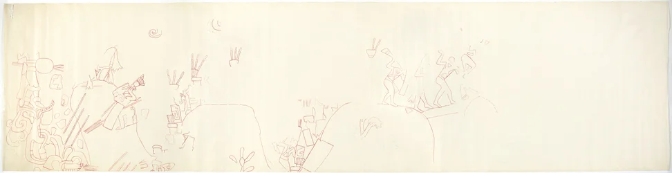 Tracing of a Wall Painting from East Wall, Upper Temple of the Jaguars, Chichen Itza, Mexico