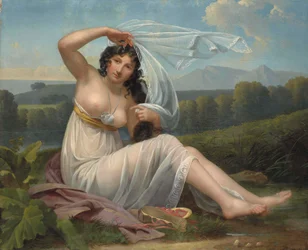 Young Woman Sitting in a Landscape