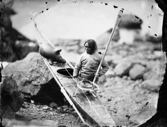 Inuit Man with a Kayak