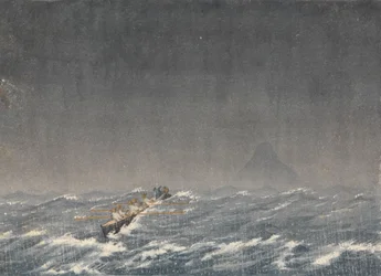Outer anchorage in a squall, Mazatlan, Mexico, Aug 22nd 1850, 8am