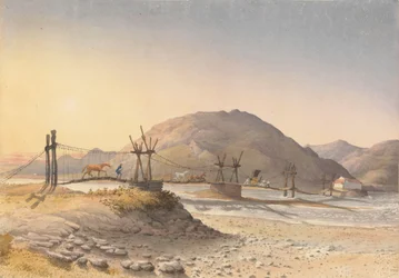 Suspension Bridge of Hide Thongs (Repaired with Chain) over the Maypu, Five Leagues South of Santiago, Chile, January 11th 1851