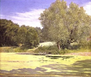 A Fisherman Leaving a Pond