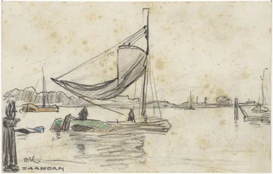 Sailing Ships on the Zaan near Zaandam