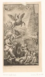 Allegorical Representation with Writing Woman, Busts, Pegasus, and Apollo (Title Page for: Cornelis Sweerts, Poetic Emblems, 1736)