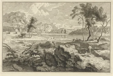Arcadian Landscape with Rocks and River