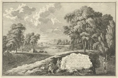 Arcadian River Landscape with Woman and Child, Title Page for: Thirty Pieces of Landscapes in Italy and Germany, Italian and German Landscapes (series title)