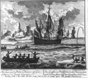 “The running of the whale when the harpoon is fast, or sitting on the Spanish wheelbarrow.” (no. 3 from the whaling series)