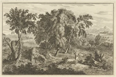 Woman Hit by an Arrow in an Arcadian Landscape