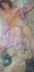 Woman with flowers