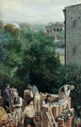 Bricklayers at a Building Site, 1875