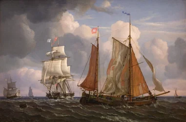 Ships Sailing and Beating up against the Wind in the Sound