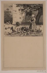 In the Henhouse. No. 11 in Chr. Winther and M. Rørbye, "25 Pictures for Small Children"