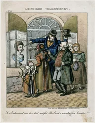 Peasants before the Wax Bust of a Hairdresser. From: Leipzig Folk Scenes
