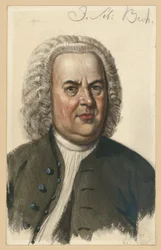 Portrait of Johann Sebastian Bach, bust-length portrait en face after the painting by Elias Gottlob Haussmann