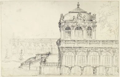 View of the Narrow Side of the Mathematical-Physical Salon and the Eastern Long Gallery in the Zwinger in Dresden