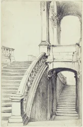 The Upper Staircase of the Wall Pavilion in the Zwinger in Dresden