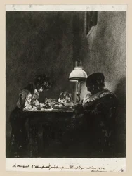 Family by the Lamp