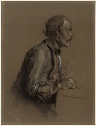 Half-Figure of a Man, Profile to the Right, Study for "Round Table at Sanssouci", 1850