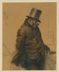 Jewish Gentleman in Top Hat Standing and Paying at the Counter
