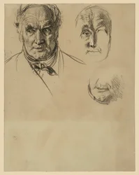 Head of an Older Man with Neckerchief and Two Detail Studies of the Face
