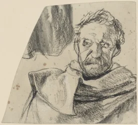 Officer in Coat, Bareheaded, Bust Portrait. Study for the Unfinished Painting Address of Frederick II to His Generals Before the Battle of Leuthen