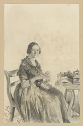Pauline Martini, née Dambke, Sitting at the Table, Facing the Viewer