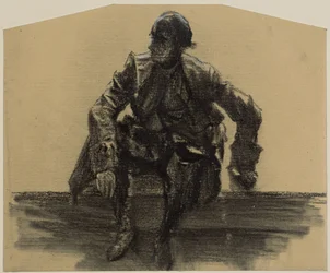 Seated Old Man Facing Forward, Resting on His Left Hand