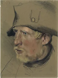 Soldier with Blond Moustache and Chin Beard in a Tricorne Hat, Head Study