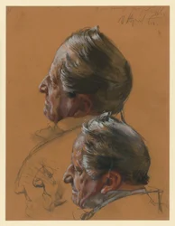 Minister of State Count Pückler, Two Studies in Profile to the Left, Portrait Studies for "The Coronation of Wilhelm I in Königsberg"