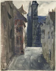 Street and St. Sebald Church in Nuremberg