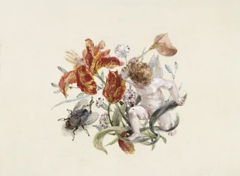 Tableware: Soup Tureen, Lid with Putto and Fly